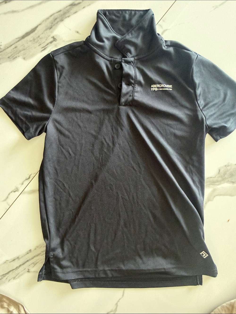 Abercrombie & Fitch Men's Dark Gray Short-Sleeve Polo
